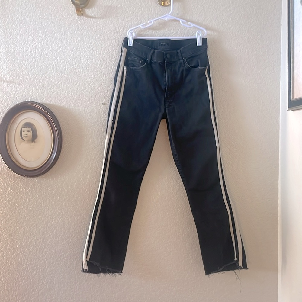 MOTHER insider crop step fray Jean *black/size 27*